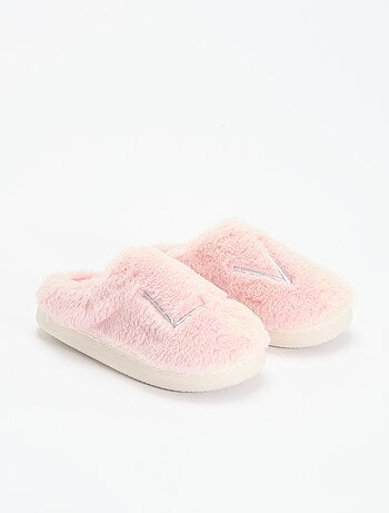 Chaussons mules en maille peluche