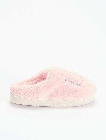 Chaussons mules en maille peluche