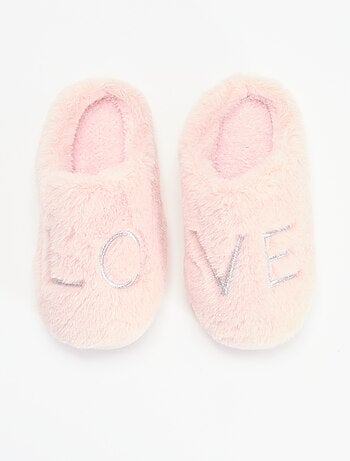 Chaussons mules en maille peluche
