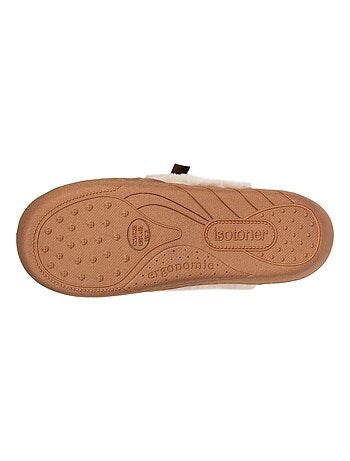Chaussons mules en microvelours avec un petit noeuf satiné fille Isotoner