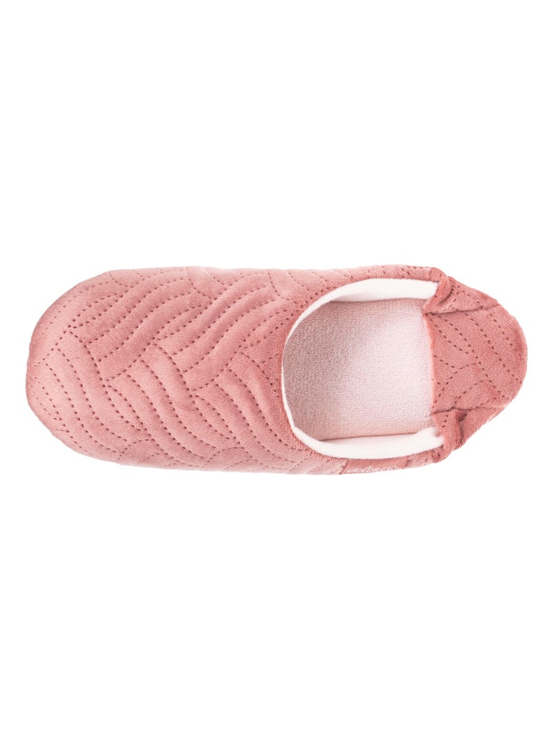 Chaussons mules en microvelours et semelle à picots antidérapants femme Isotoner Blush - Kiabi