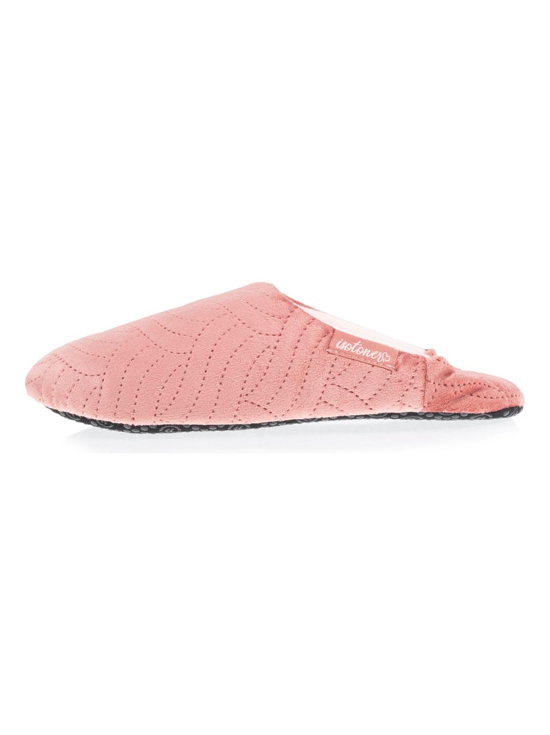 Chaussons mules en microvelours et semelle à picots antidérapants femme Isotoner Blush - Kiabi