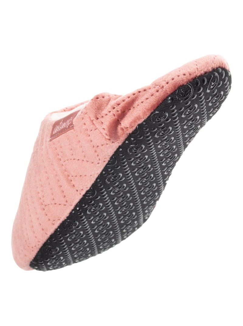 Chaussons mules en microvelours et semelle à picots antidérapants femme Isotoner Blush - Kiabi
