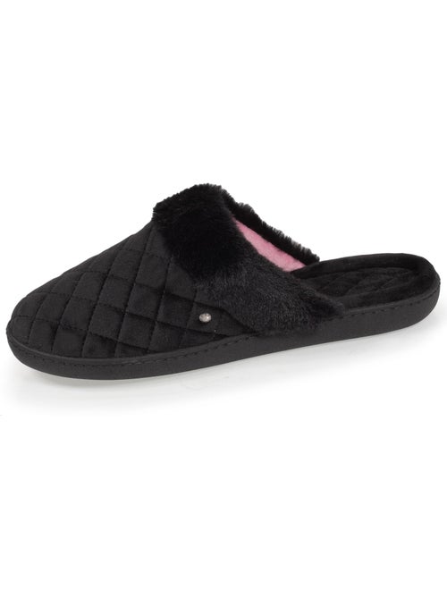 Chaussons mules en microvelours matelassé femme isotoner - Kiabi