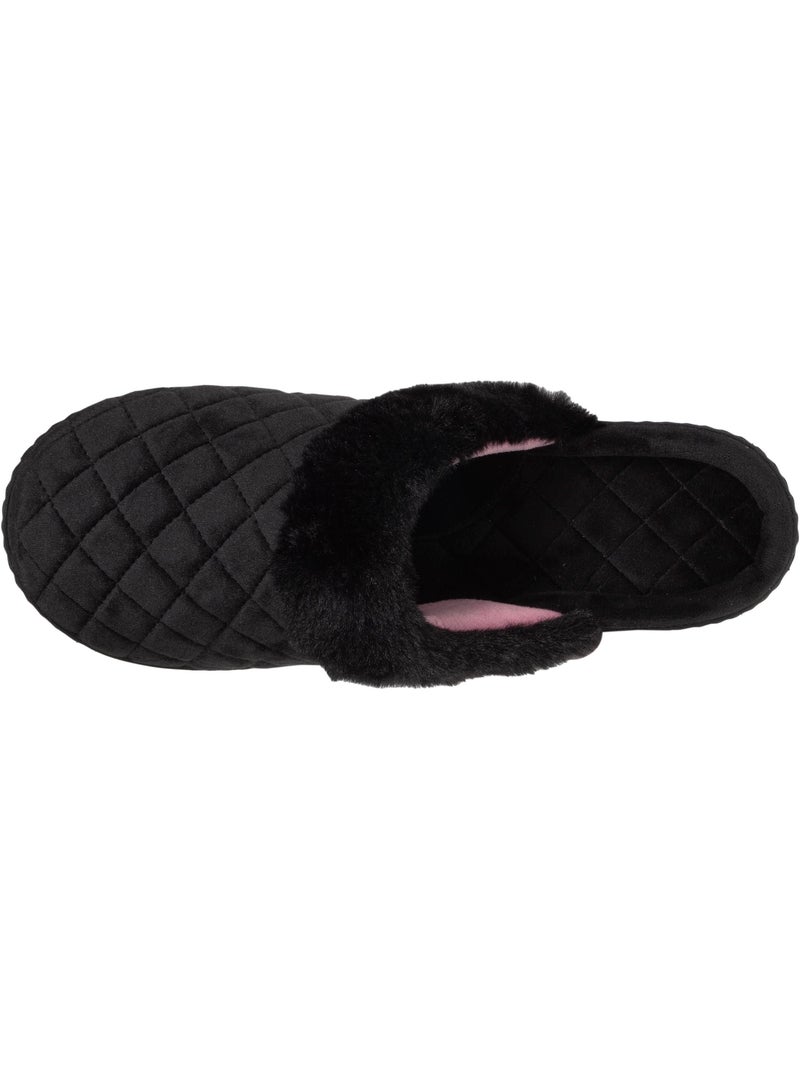 Chaussons mules en microvelours matelassé femme isotoner Noir - Kiabi