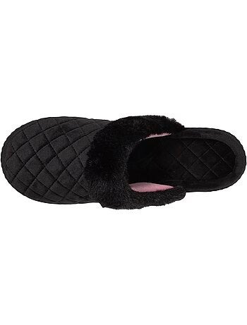 Chaussons mules en microvelours matelassé femme