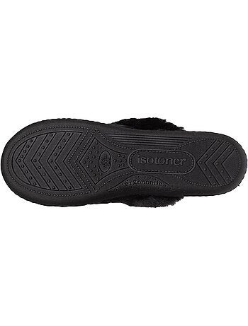 Chaussons mules en microvelours matelassé femme