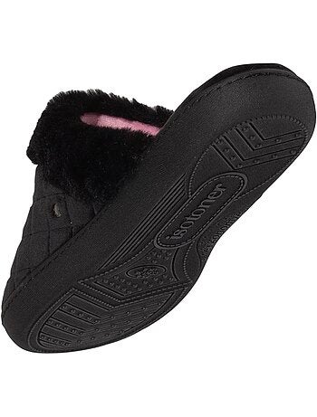 Chaussons mules en microvelours matelassé femme
