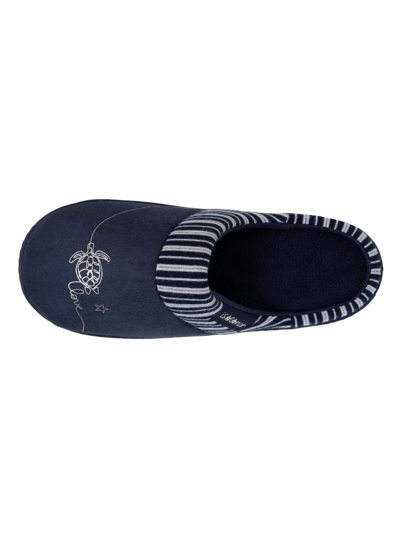 Chaussons mules en suédine, semelle ergonomique confort fille Isotoner Bleu marine - Kiabi