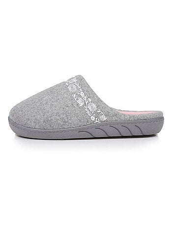 Chaussons mules en tissu polaire, semelle ergonomique confort fille Isotoner