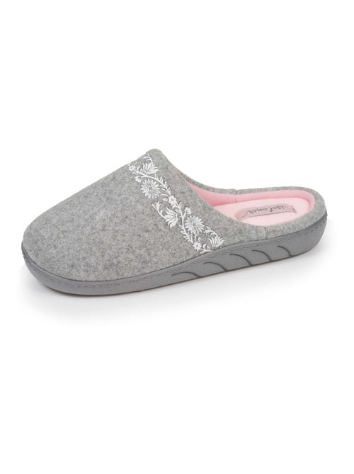 Chaussons mules en tissu polaire, semelle ergonomique confort fille Isotoner - Kiabi