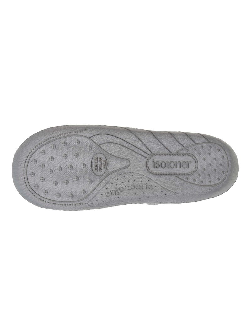 Chaussons mules en tissu polaire, semelle ergonomique confort fille Isotoner Gris chiné - Kiabi