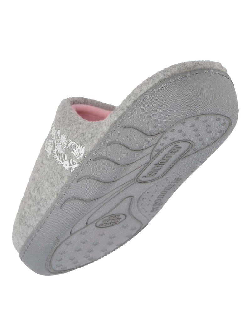 Chaussons mules en tissu polaire, semelle ergonomique confort fille Isotoner Gris chiné - Kiabi
