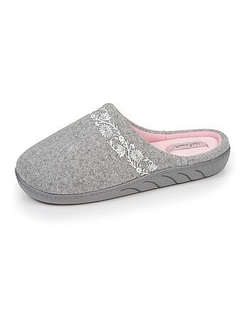 Chaussons mules en tissu polaire, semelle ergonomique fille Isotoner