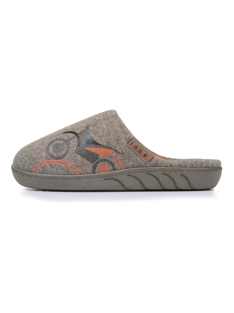 Chaussons mules en tissu polaire, semelle ergonomique garçon Isotoner Kaki - Kiabi