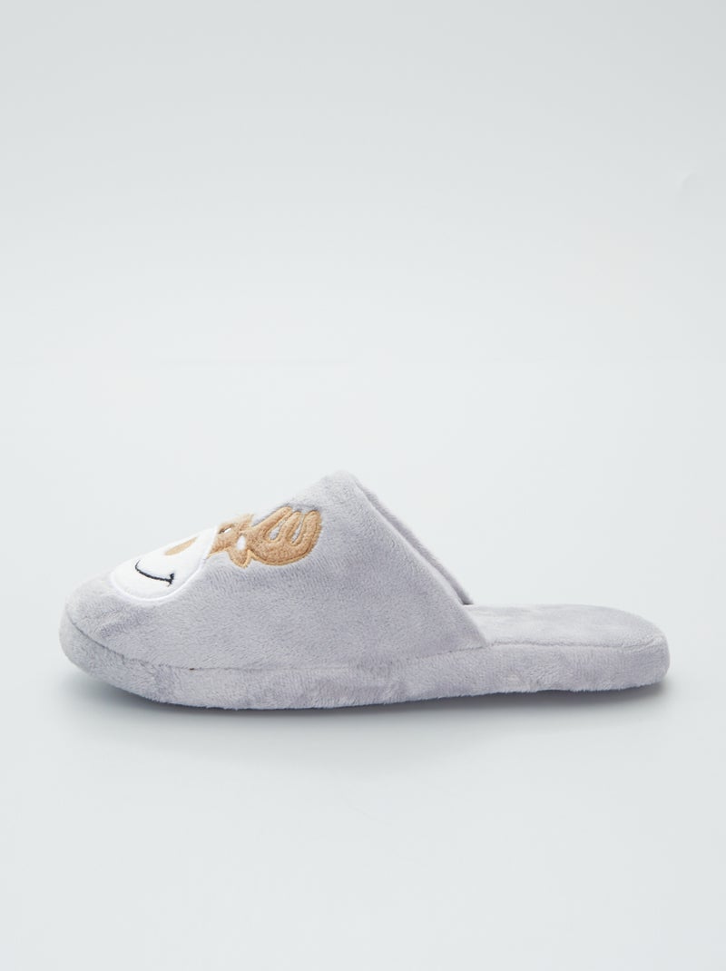 Chaussons mules en velours animé renne gris - Kiabi