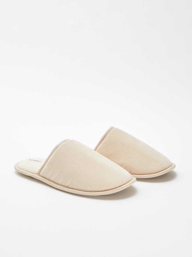 Chaussons mules en velours Beige - Kiabi