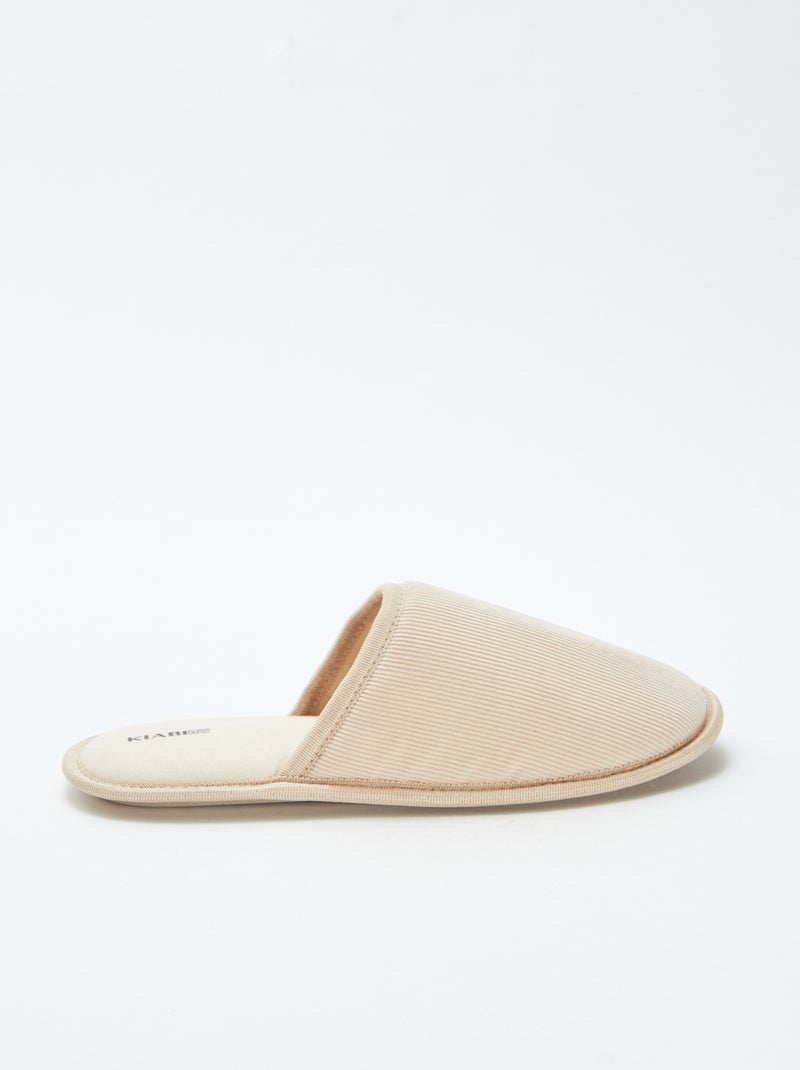 Chaussons mules en velours Beige - Kiabi