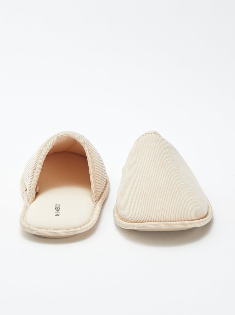 Chaussons mules en velours Beige - Kiabi