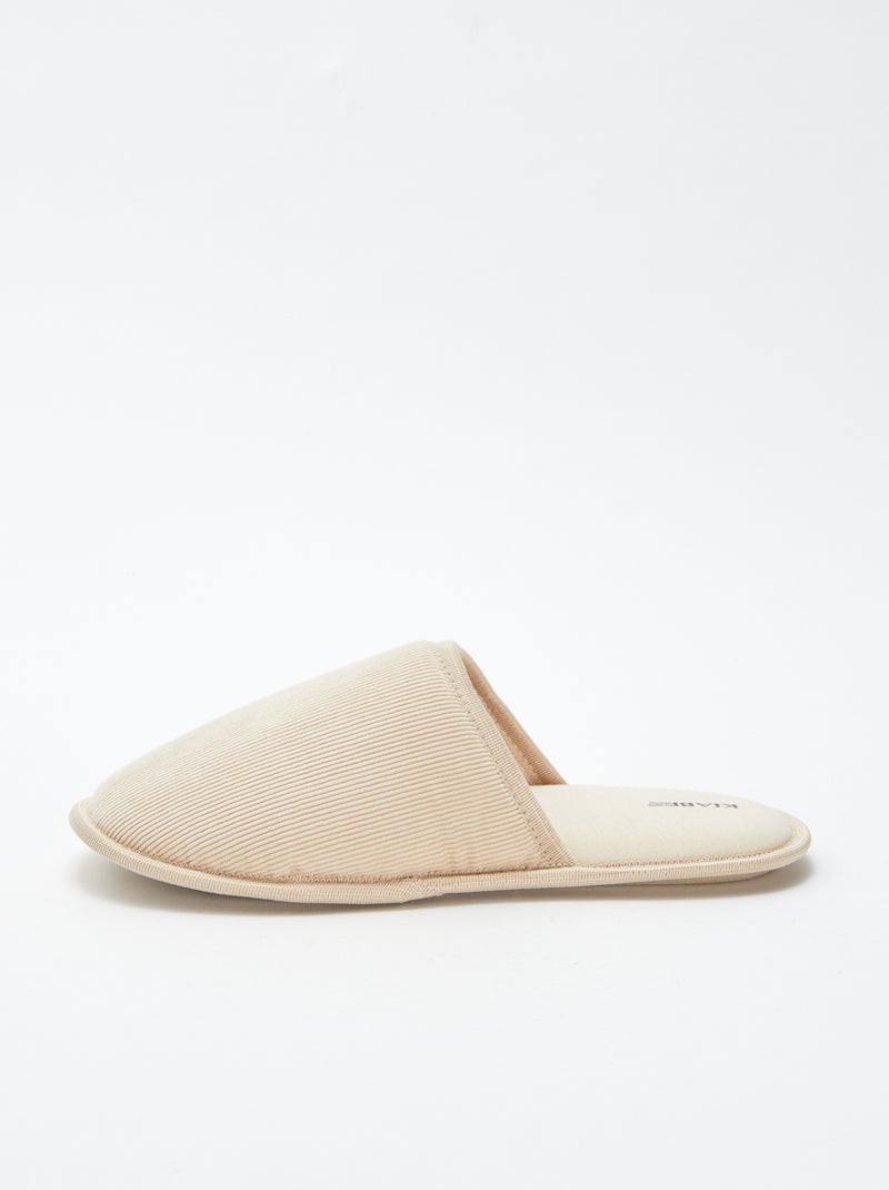 Chaussons mules en velours Beige - Kiabi