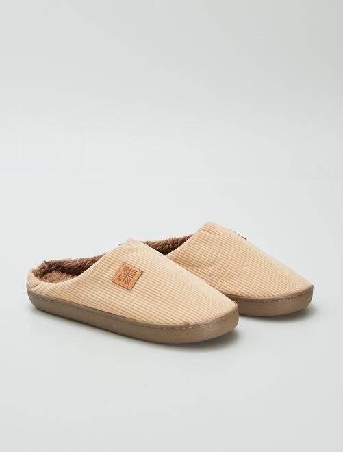 Chaussons mules en velours fourrés - Kiabi