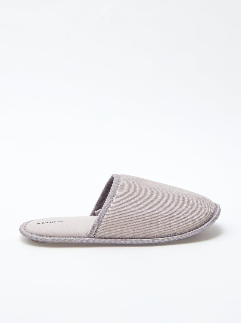 Chaussons mules en velours Gris - Kiabi