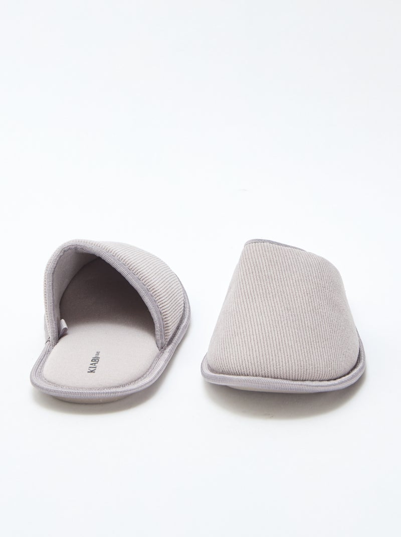 Chaussons mules en velours Gris - Kiabi