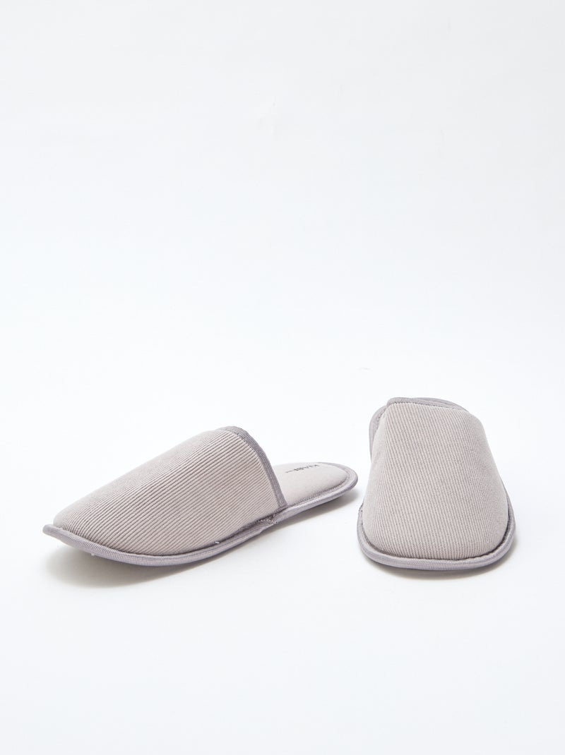 Chaussons mules en velours Gris - Kiabi