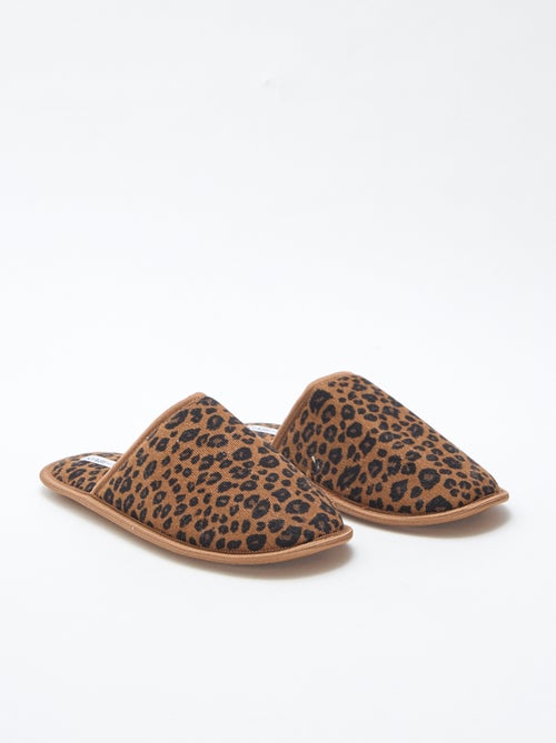Chaussons mules en velours - Kiabi