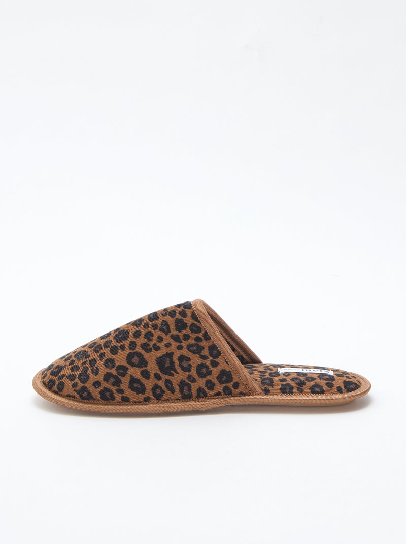 Chaussons mules en velours Léopard - Kiabi