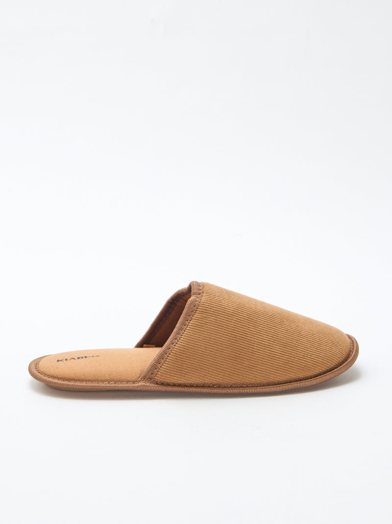 Chaussons mules en velours Marron - Kiabi