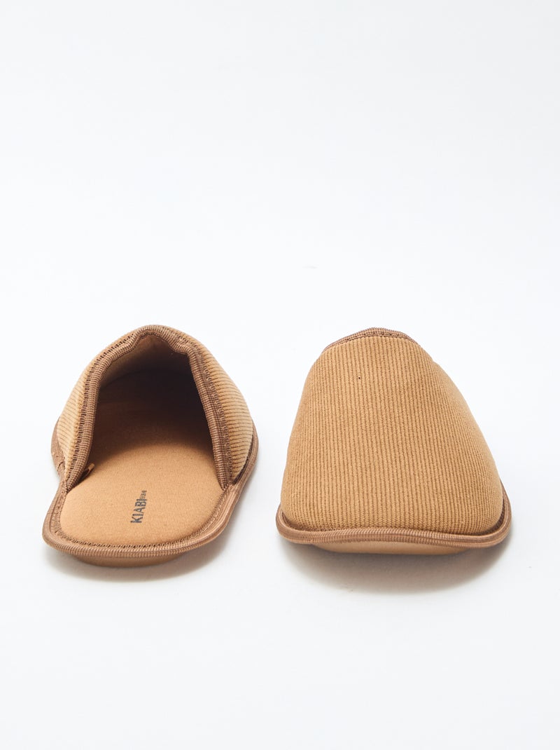 Chaussons mules en velours Marron - Kiabi