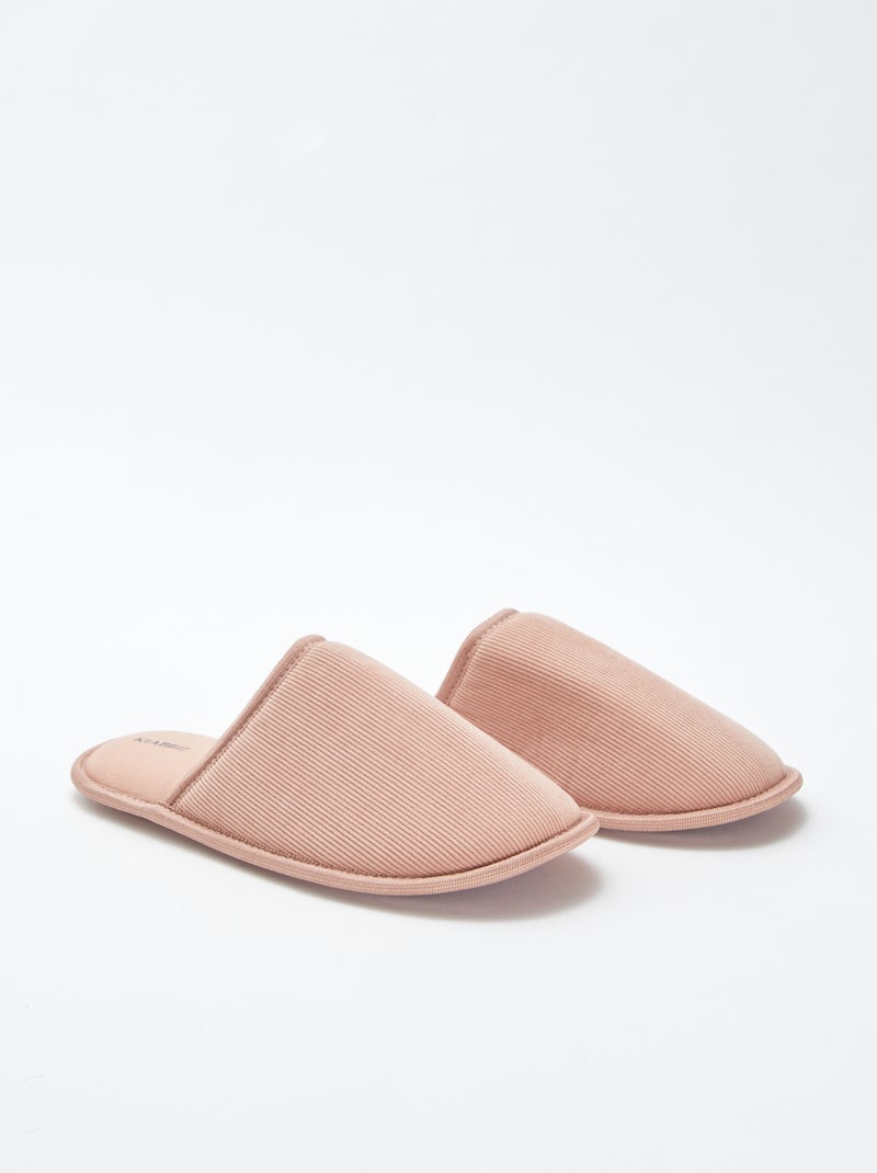 Chaussons mules en velours Rose - Kiabi