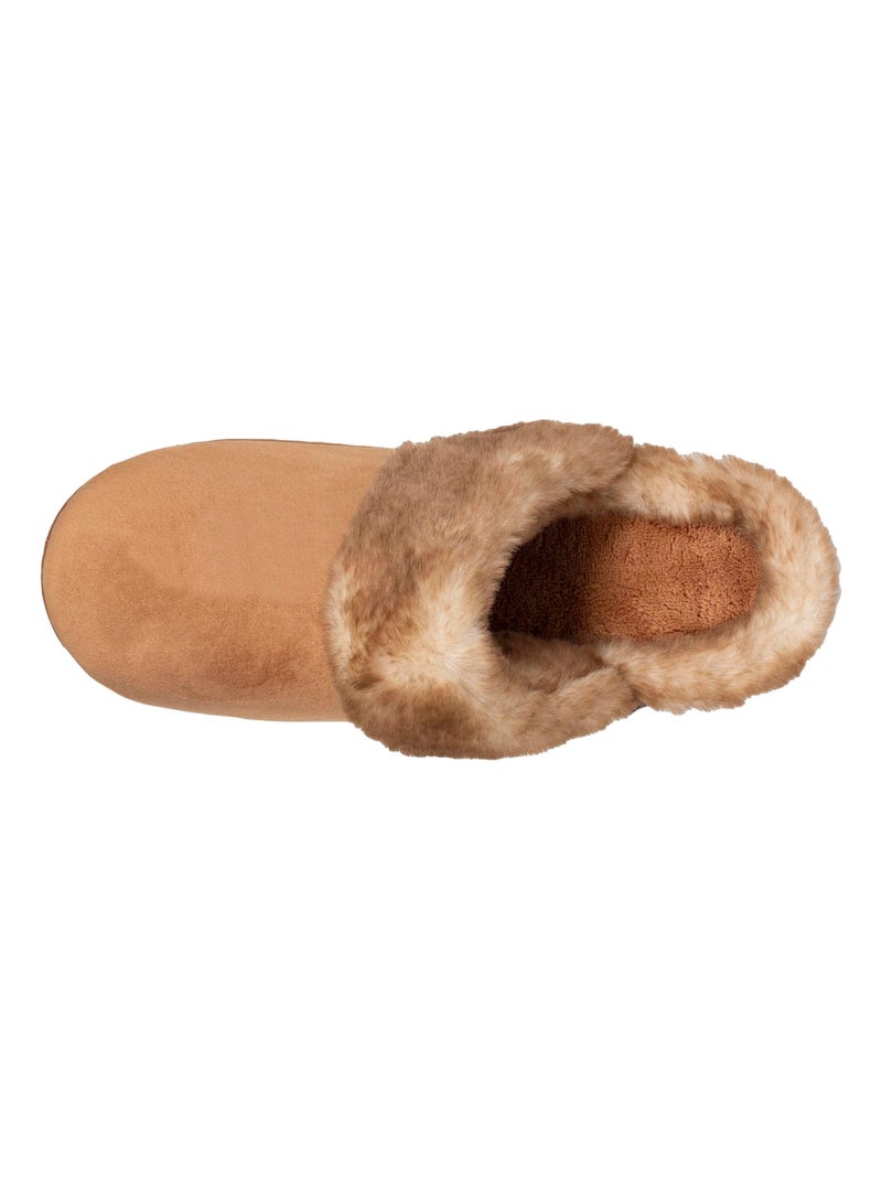 Chaussons mules en velours, semelle ultra confort femme Isotoner Camel - Kiabi