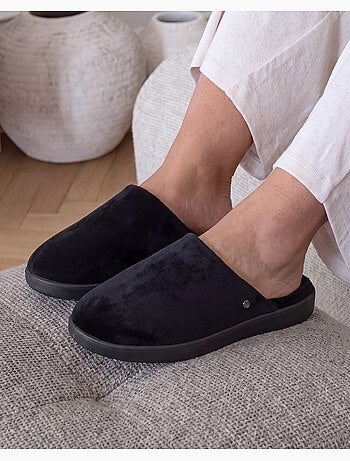 Chaussons mules en velours ultra doux femme isotoner