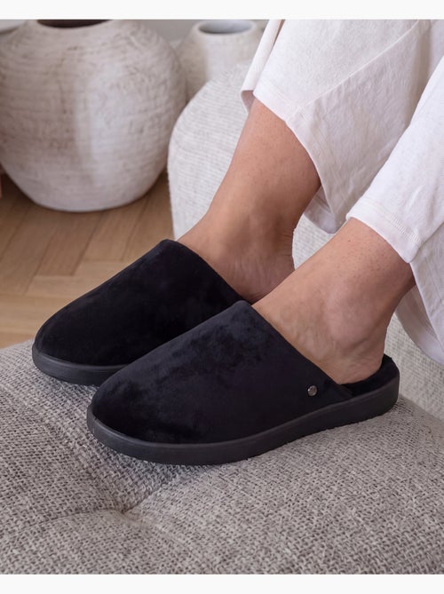 Chaussons mules en velours ultra doux femme isotoner - Kiabi