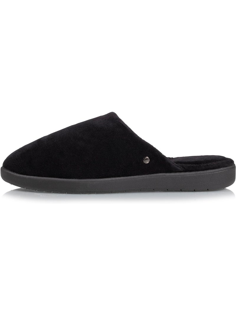 Chaussons mules en velours ultra doux femme isotoner Noir - Kiabi