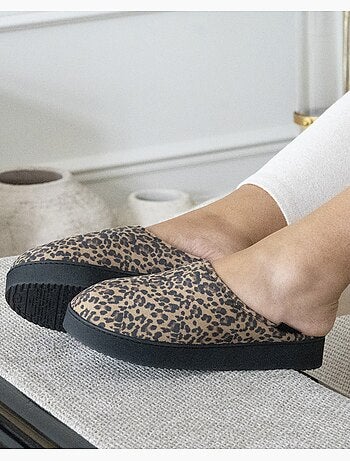 Chaussons mules suédine semelle plateforme femme isotoner
