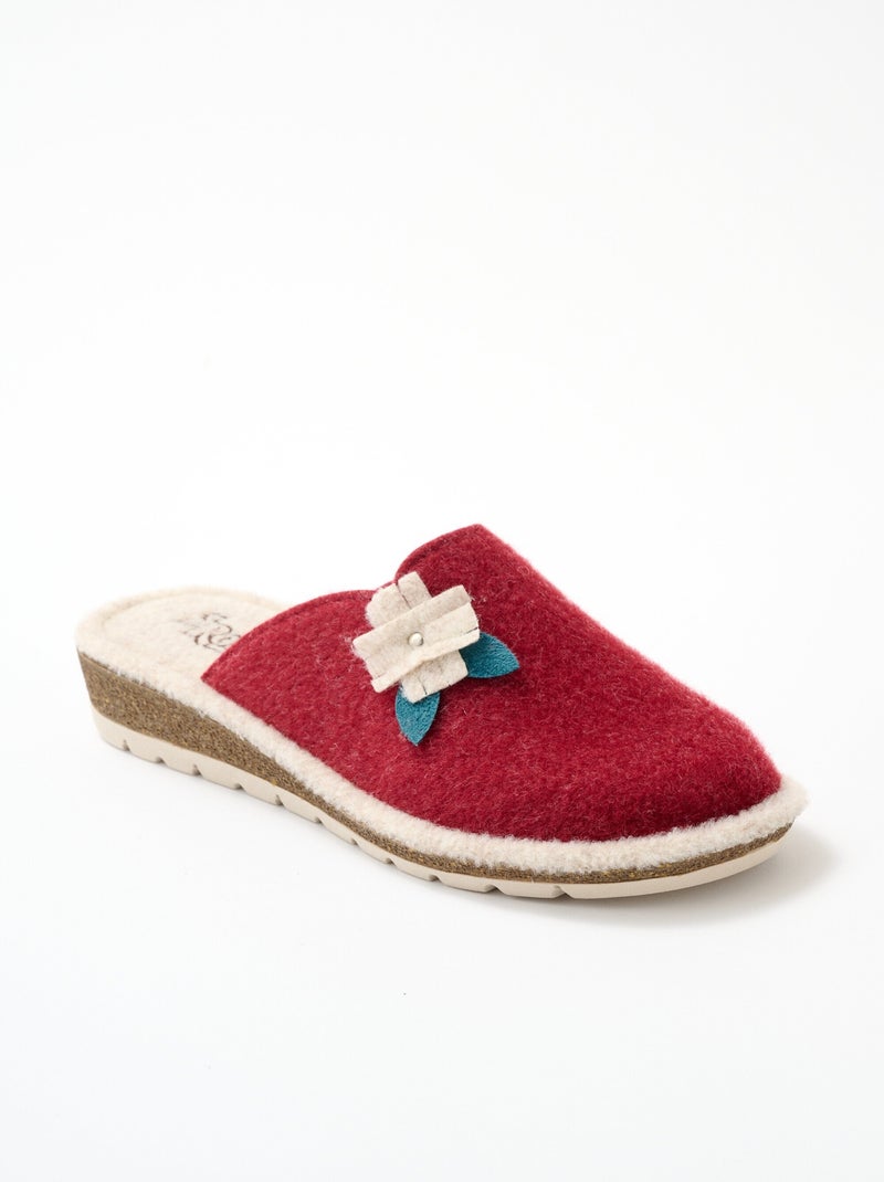 Chaussons mules feutrine largeur confort Bordeaux - Kiabi