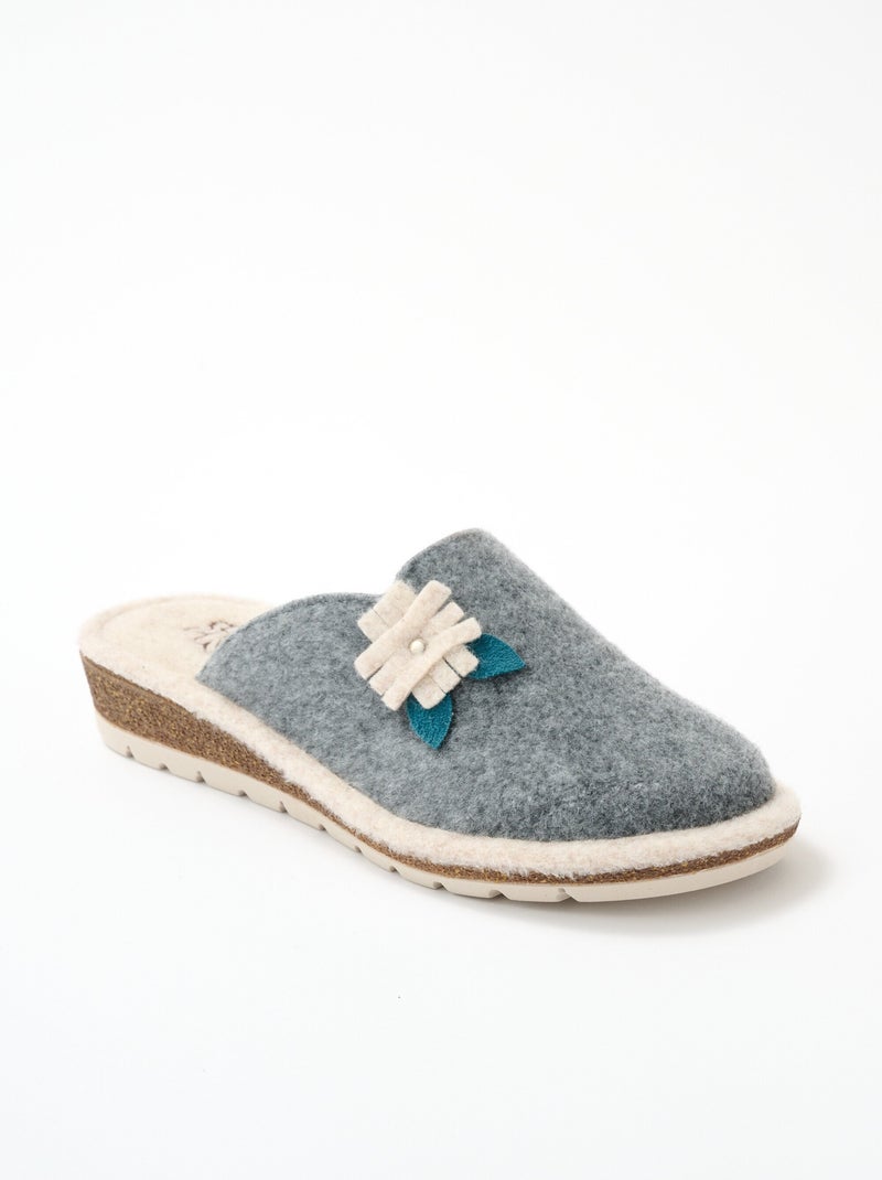 Chaussons mules feutrine largeur confort Gris - Kiabi