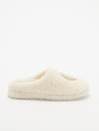 Chaussons mules fourrés avec patch