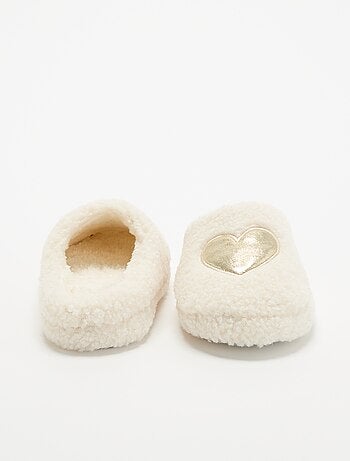 Chaussons mules fourrés avec patch