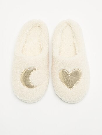 Chaussons mules fourrés avec patch