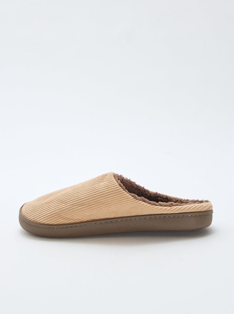 Chaussons mules fourrés Beige - Kiabi