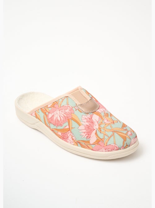 Chaussons mules grande largeur fleuris - Afibel - Kiabi