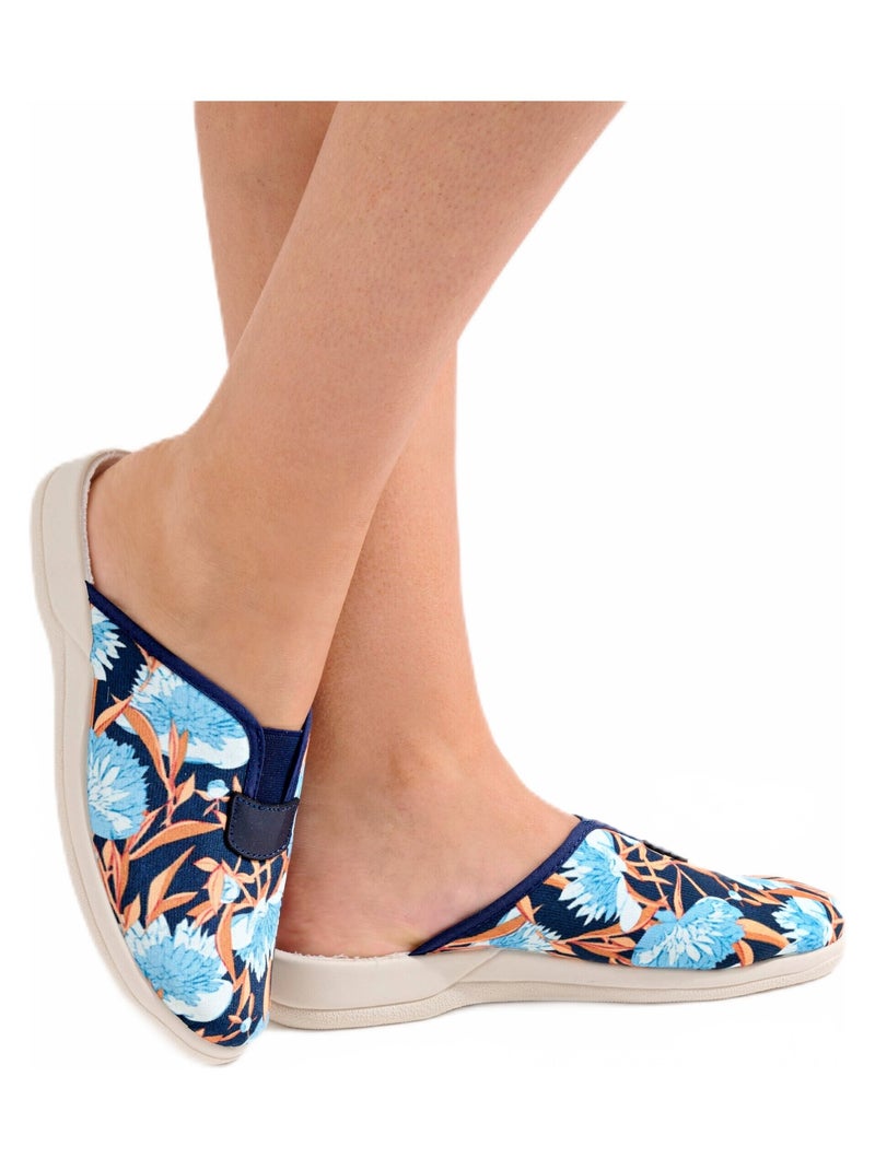 Chaussons mules grande largeur fleuris - Afibel Vert - Kiabi