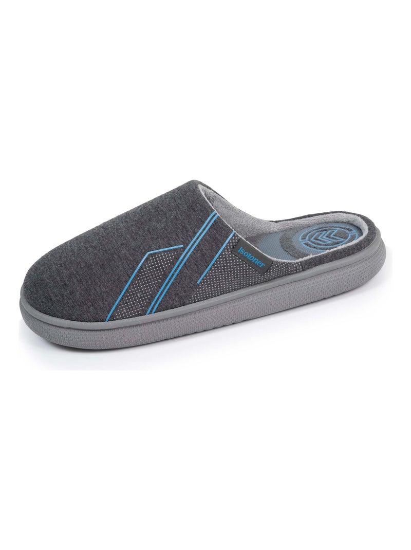 Chaussons mules homme bloup gris sport Isotoner Gris chiné - Kiabi