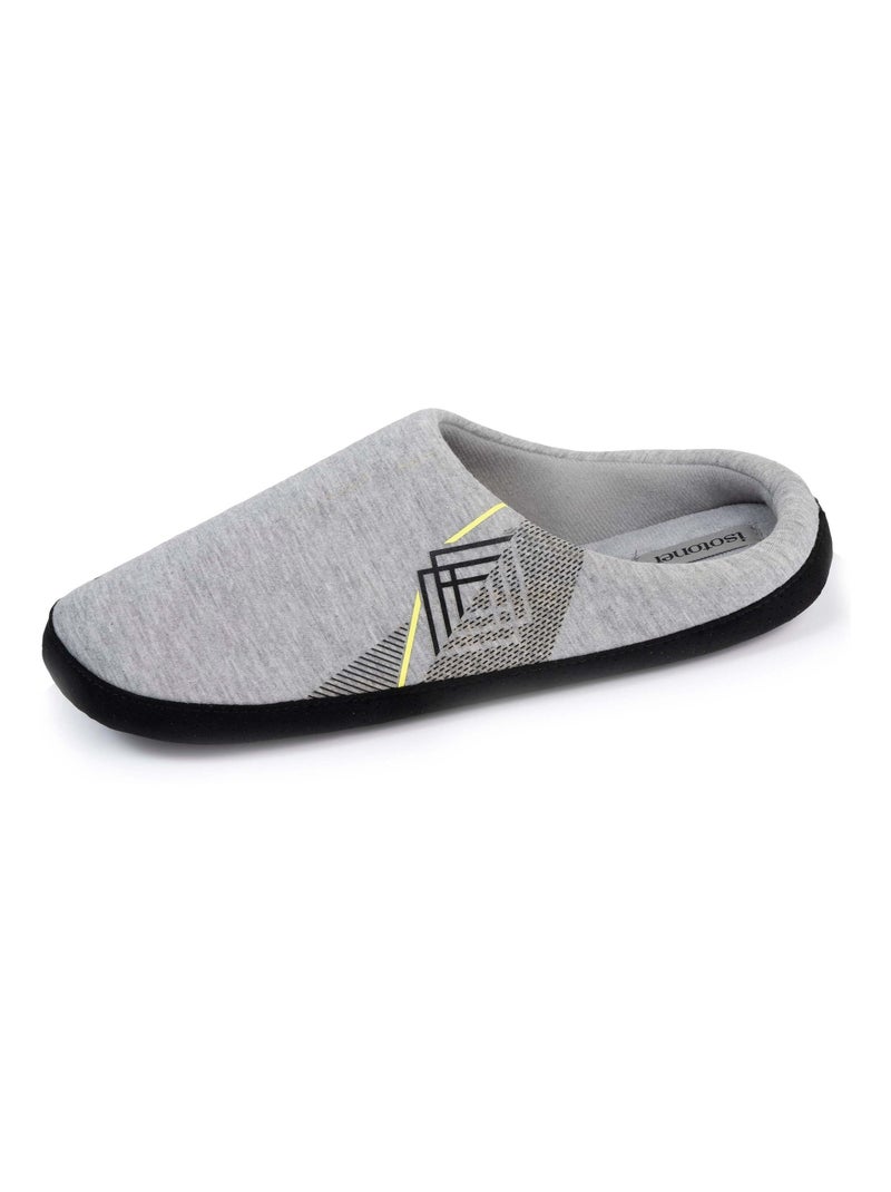 Chaussons mules homme jersey gris foncé Isotoner Gris chiné - Kiabi