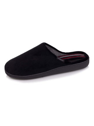 Chaussons mules homme noir intérieur rayures Isotoner