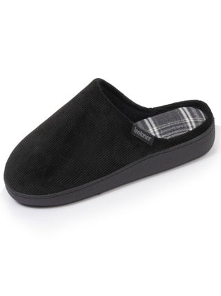Chaussons mules homme tartan noir Isotoner